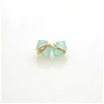 Custom Reserved for Andrea: Aqua Chalcedony studs in 14kt Gold Filled