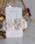 Frosted Christmas Lenten Rose earrings