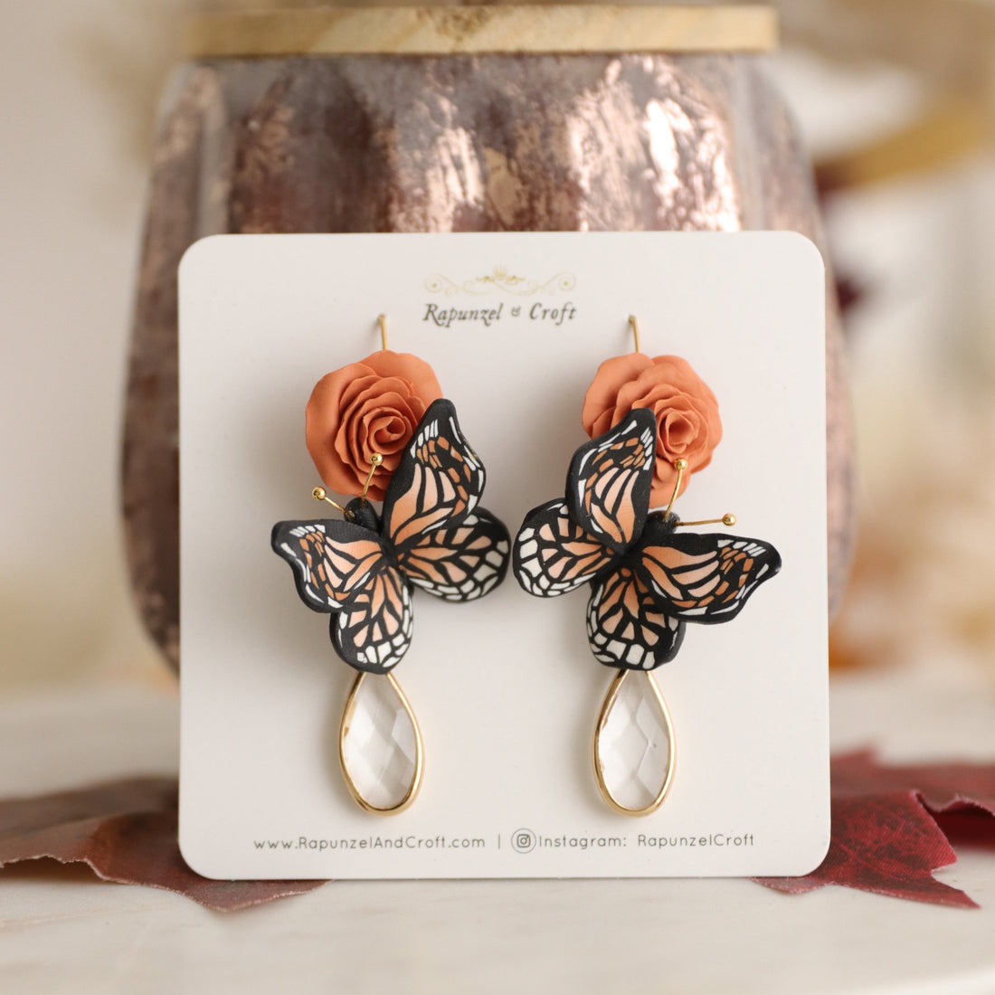 DEWY MONARCH BUTTERFLY earrings