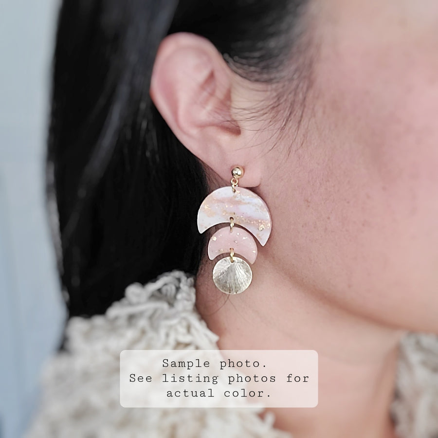 PINK OPAL Moon Phase earrings