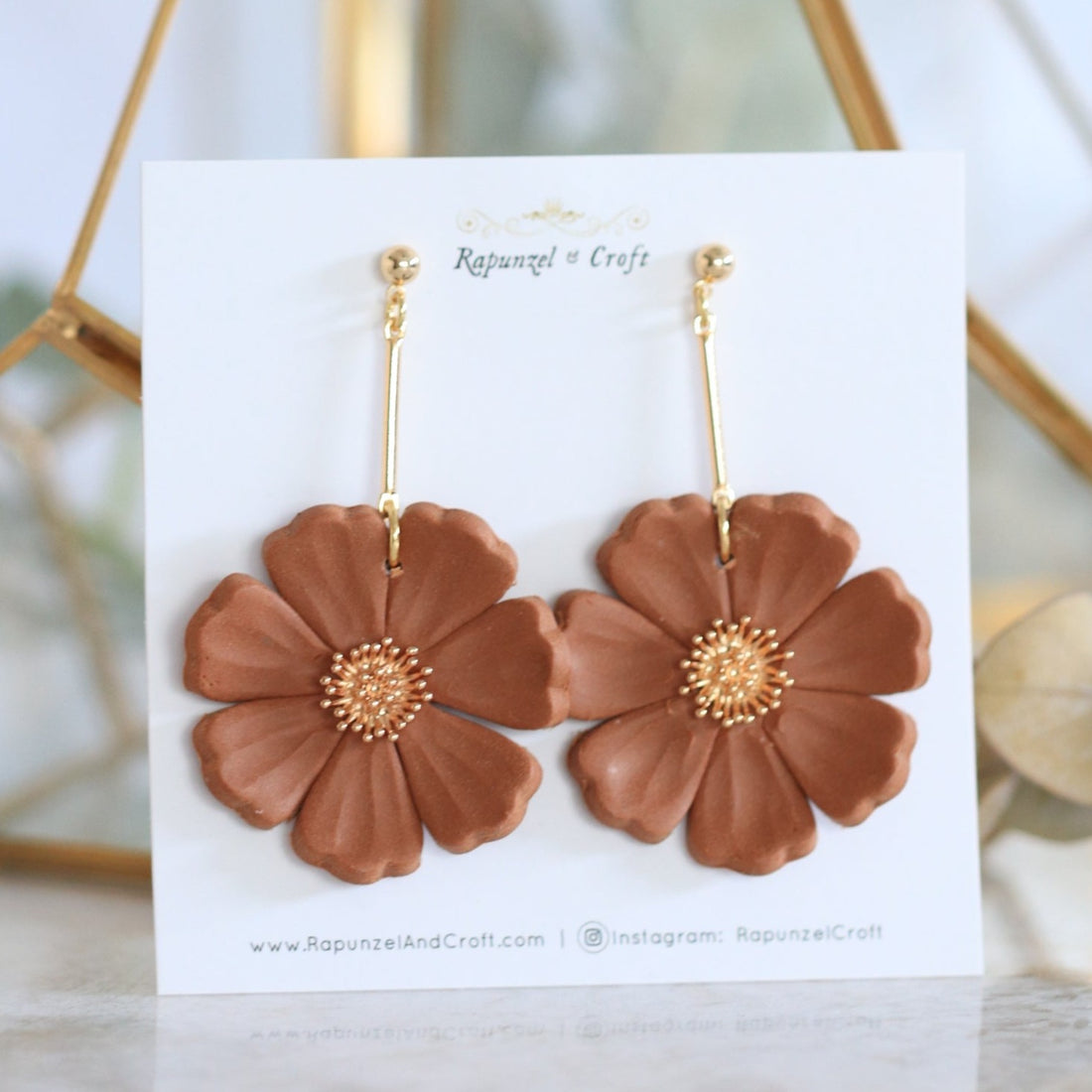 EMILY in COGNAC floral dangle
